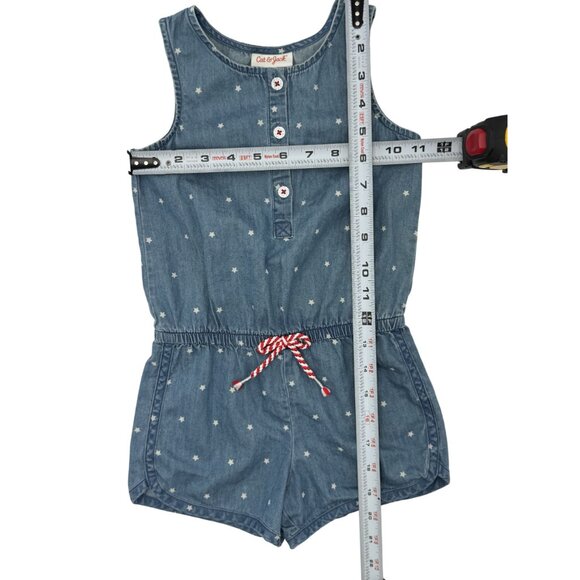 Cat & Jack Girls 4T Blue Romper With Stars 100% Cotton Sleeveless 4 july Style - Picture 2 of 11